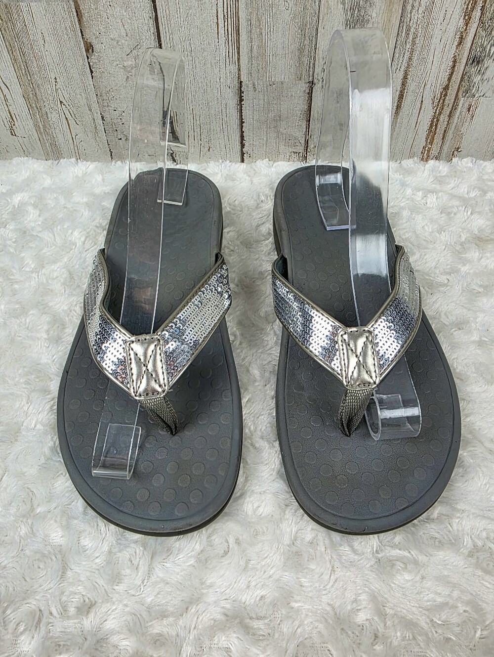 Vionic Tide SQ Silver Sequin Flip-Flop Sandals Size 7 - Picture 7 of 7